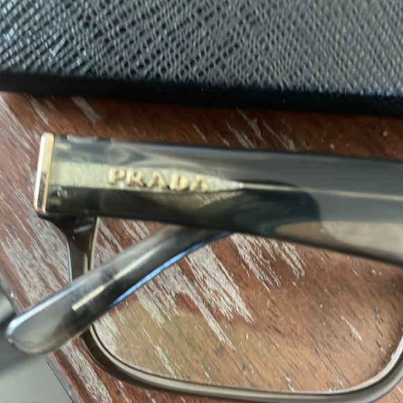 Prada VPR 16M OAQ-101 Wood eyeglasses with black logo case. - Picture 3 of 16
